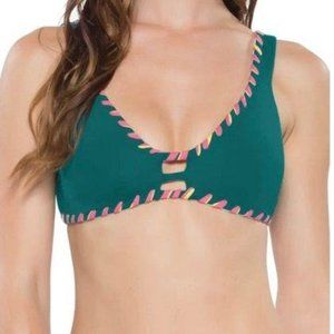 Becca Reversible Bikini Top Sz Large Green White